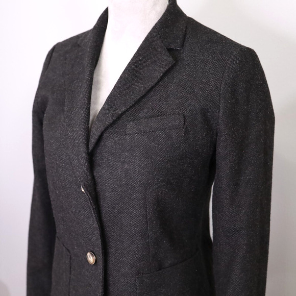 Gap Jacket Womens 4 Charcoal Gray Wool Blend Tweed Academy Blazer Lined Career - Picture 8 of 15